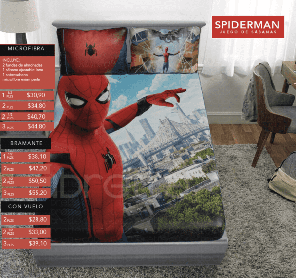 Sábanas Héroes Spidermancity