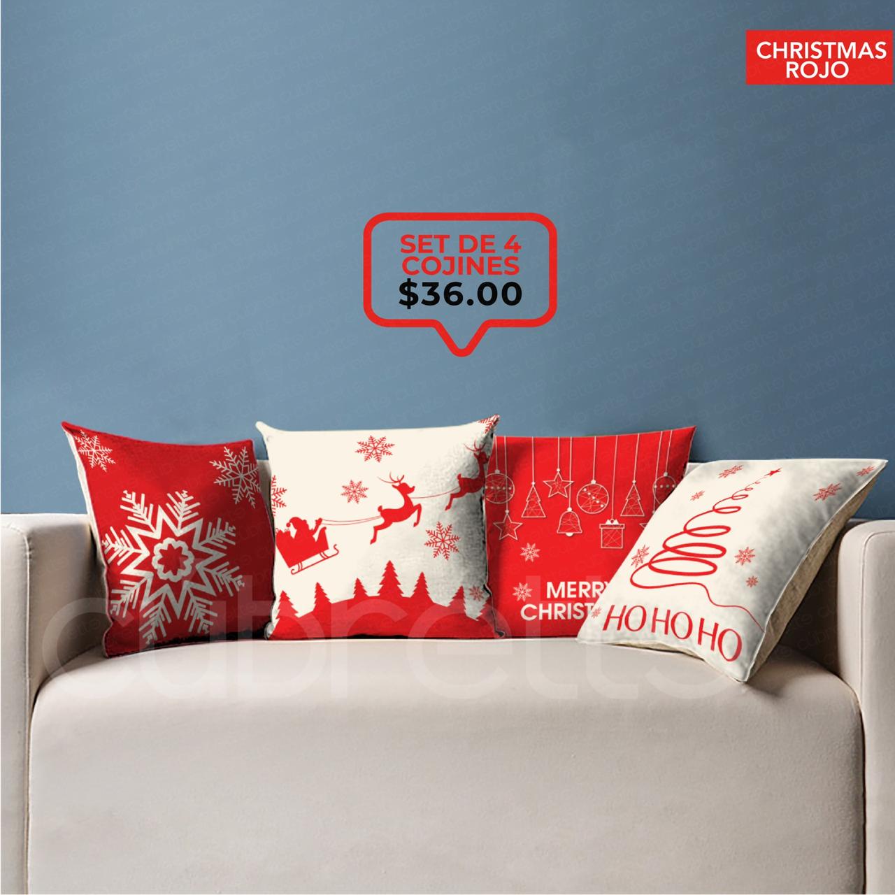 Cojines Decorativos Navideños de Navidad Sala Cama Para Sofa Rojos Fundas  18x18