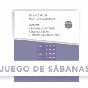 Sábanas Blancas 400 hilos ; 100% algodón