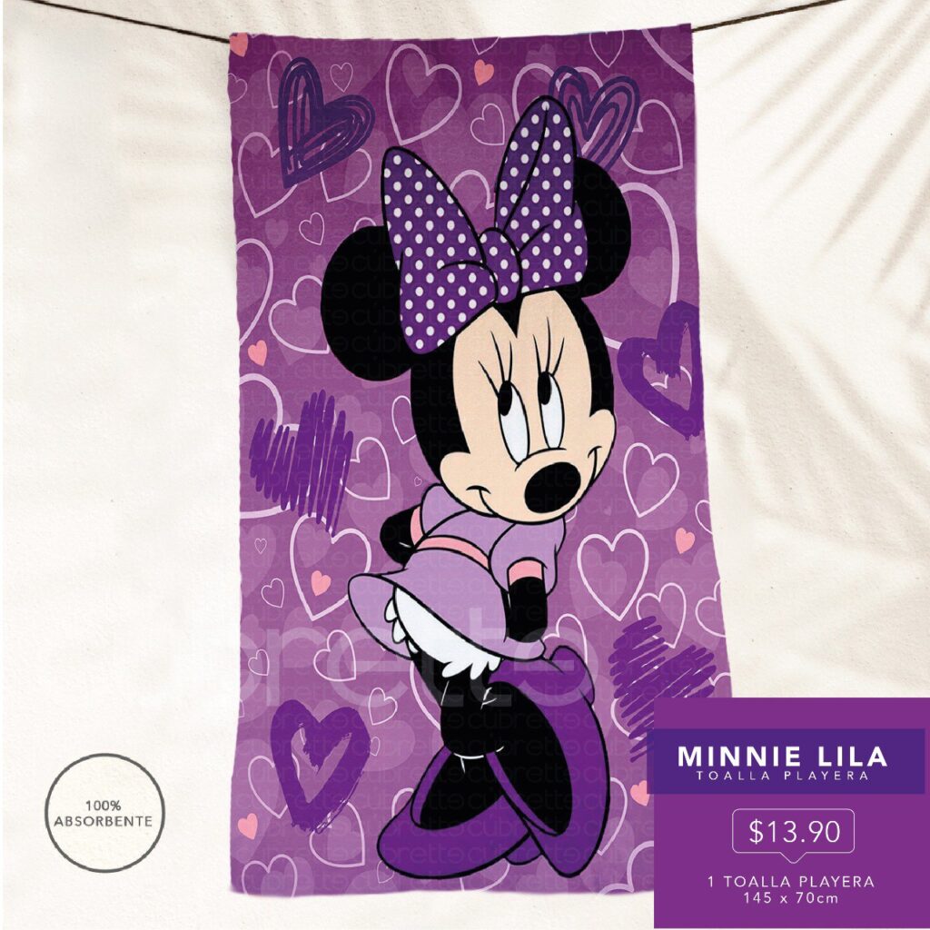 Toalla minnie lila cubrette