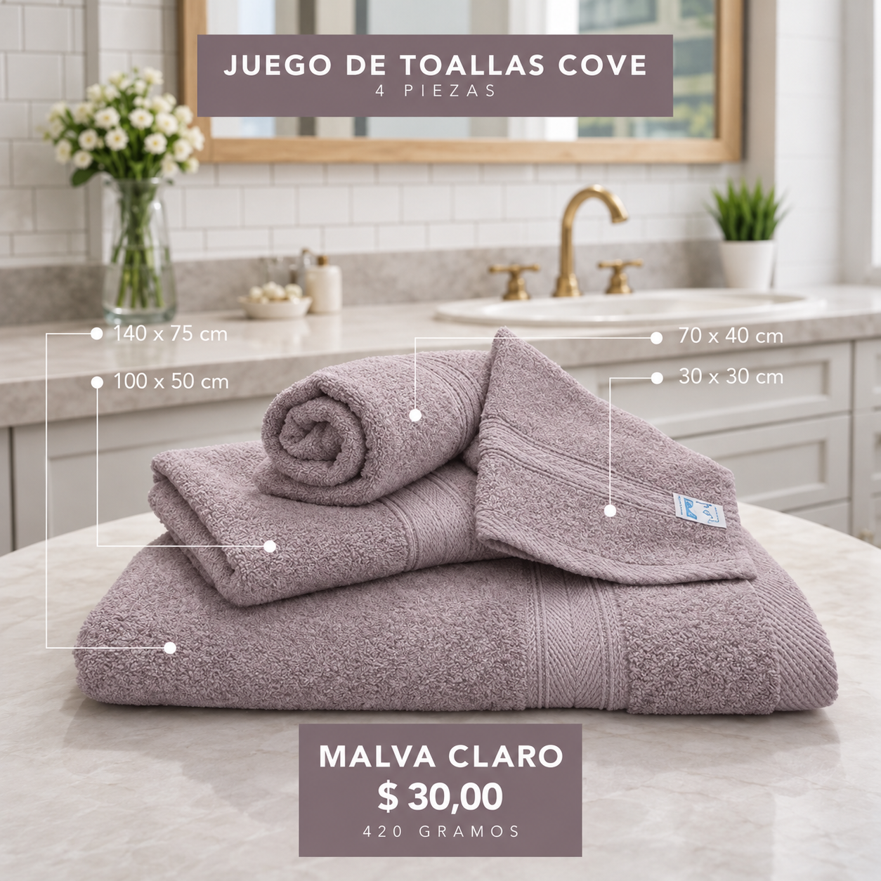 Jgo de Toallas Malva Claro