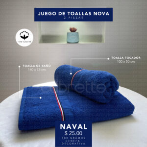 Juego de toalla x2 Naval