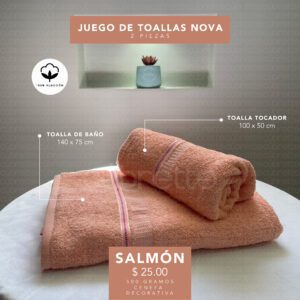 Juego de toalla x2 Salmón