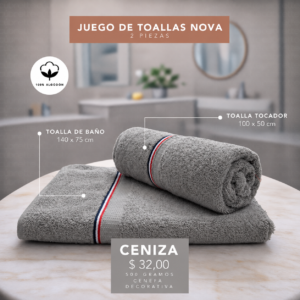 Juego de toalla x2 Ceniza