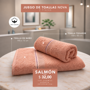 Juego de toalla x2 Salmón