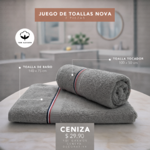 Juego de toalla x2 Ceniza
