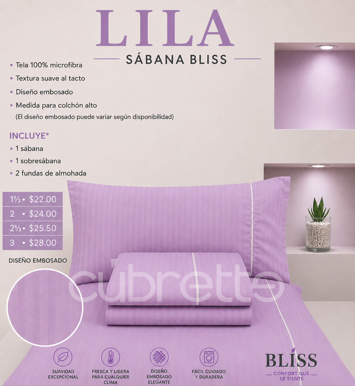 Sábanas Bliss Lila