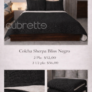 Colcha Sherpa Negro
