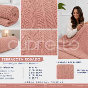 Cobija Jacqard Terracota Rosado