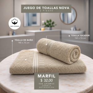 Juego de toalla x2 Marfil