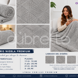 Cobija Jacqard Gris Niebla Premium