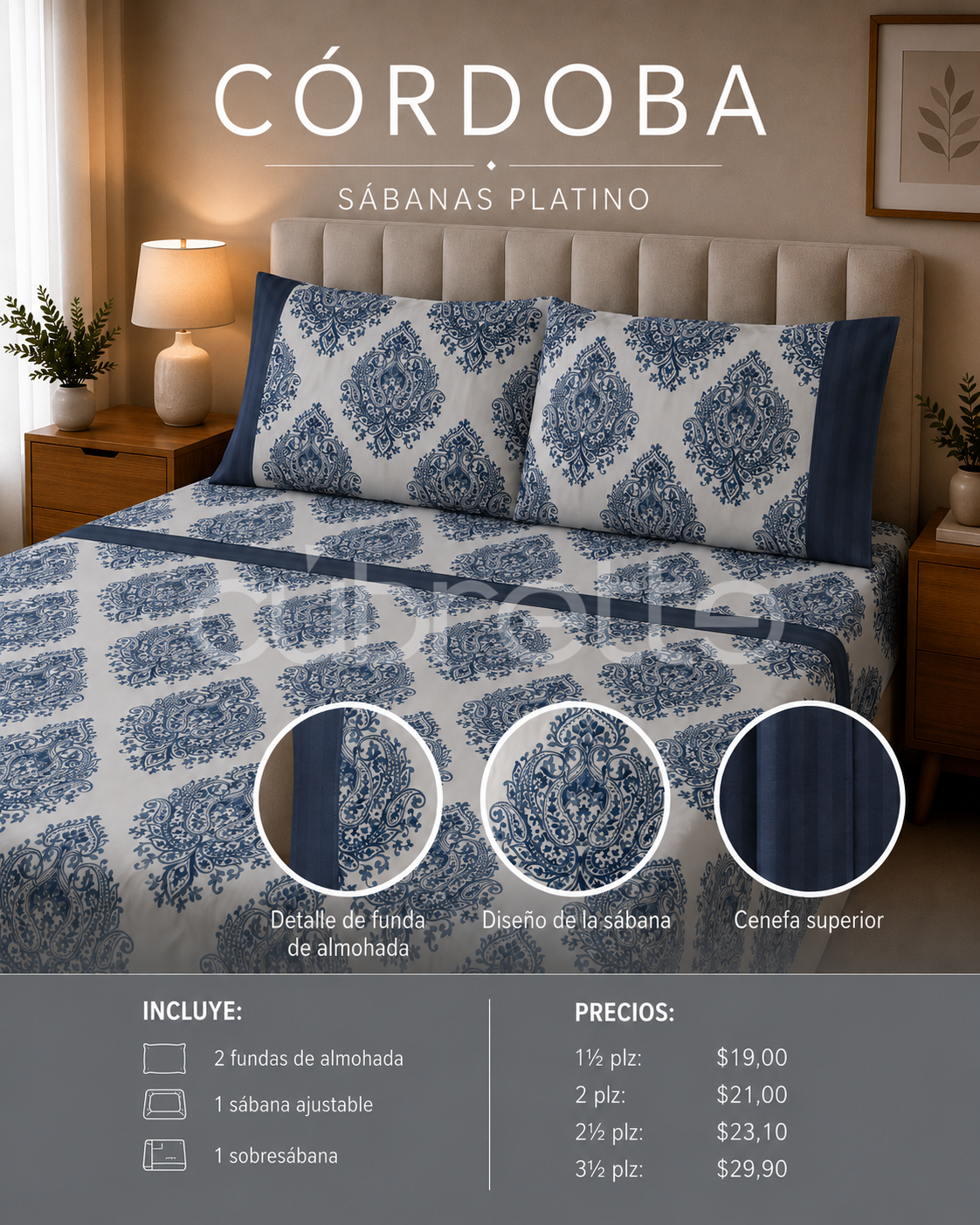 Sábanas Platino Córdoba