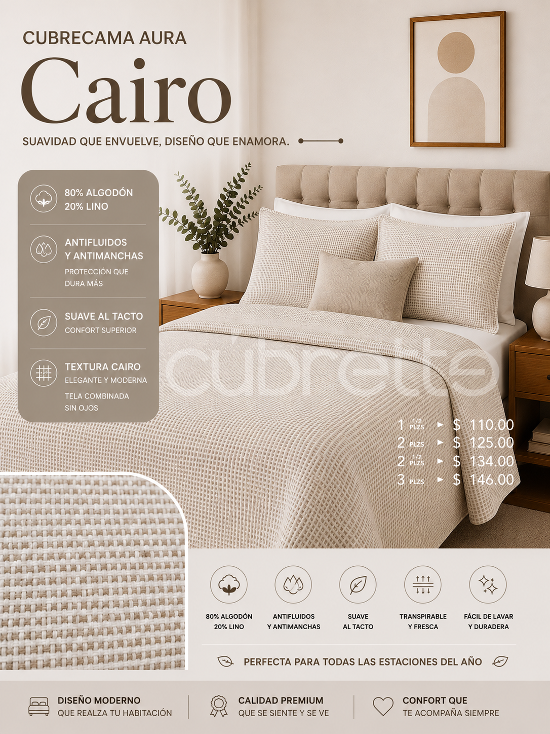 Cubrecama Aura Cairo