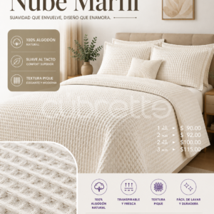 Cubrecama Pique Nube Marfil