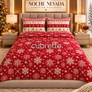 Cubrecama Navideña Noche Nevada